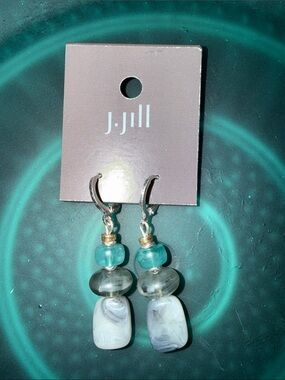 J. Jill Teal and Gray Swirled Stone Drop Earrings